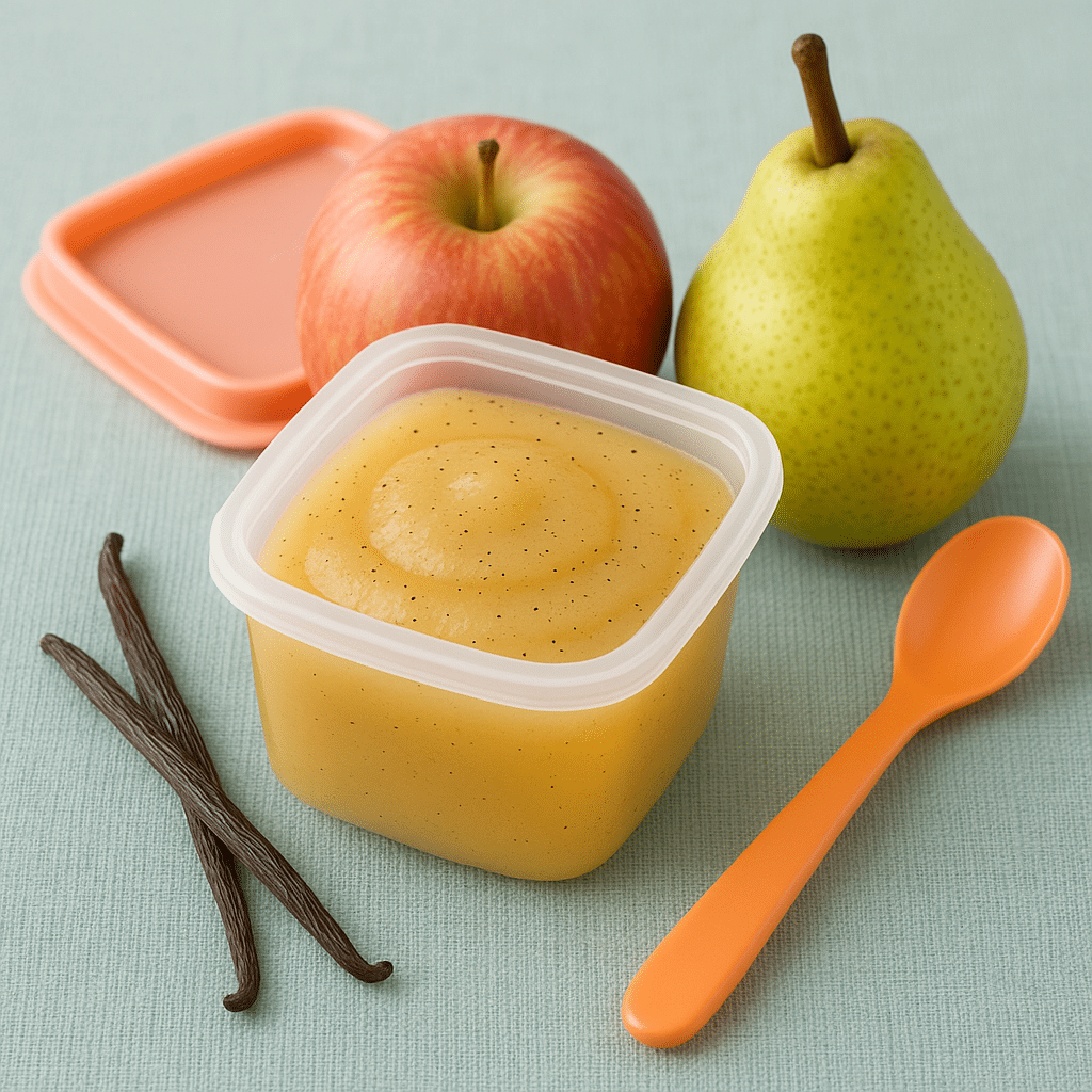 Compote pomme, poire et vanille pour bébé
